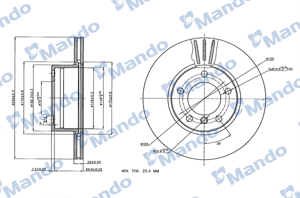 MANDO féktárcsa - MBC035357 - TothCarparts