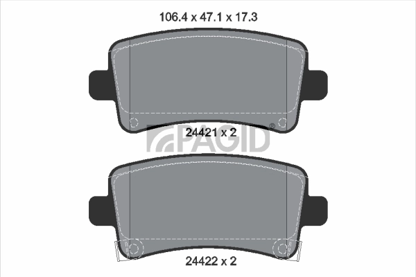 PAGID fékbetétkészlet, tárcsafék - T1663N - TothCarparts