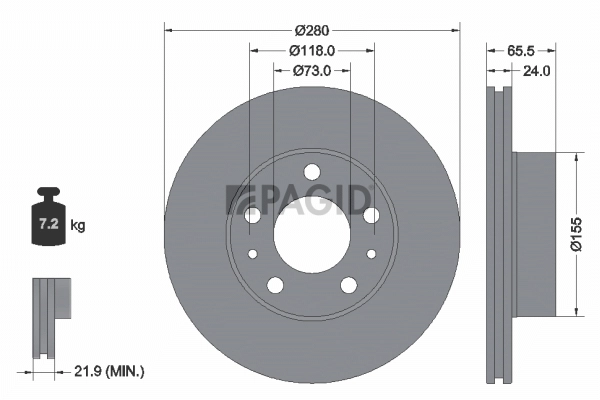 PAGID féktárcsa - 56052NC - TothCarparts