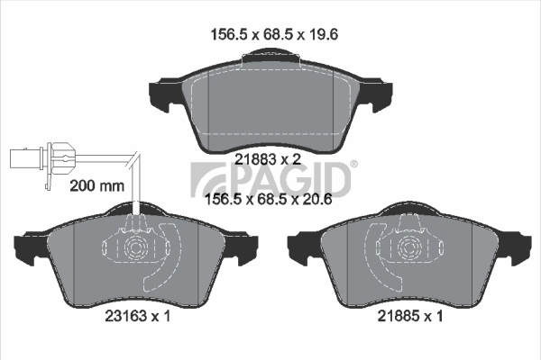 PAGID fékbetétkészlet, tárcsafék - T1196N - TothCarparts