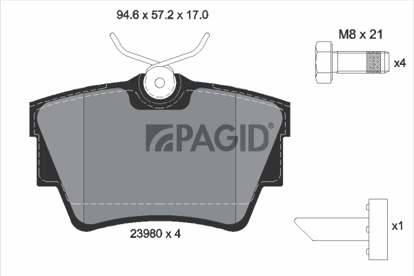 PAGID fékbetétkészlet, tárcsafék - T1390N - TothCarparts