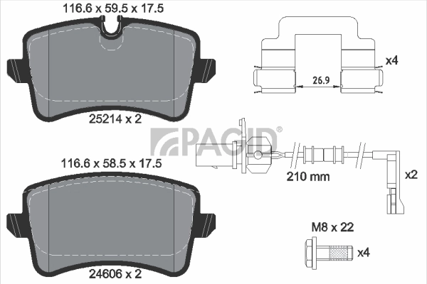 PAGID fékbetétkészlet, tárcsafék - T2096N - TothCarparts