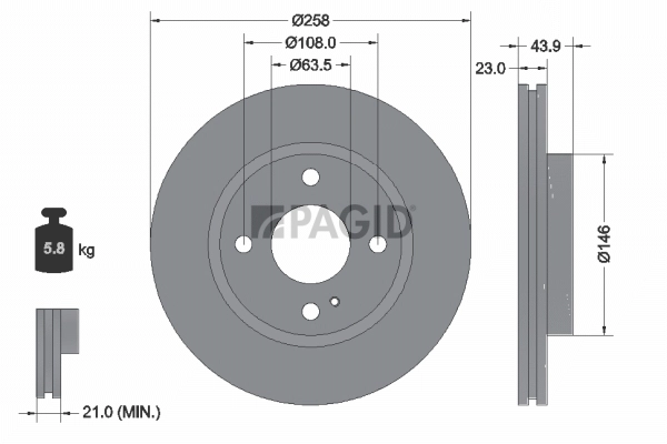 PAGID féktárcsa - 54760NHC - TothCarparts