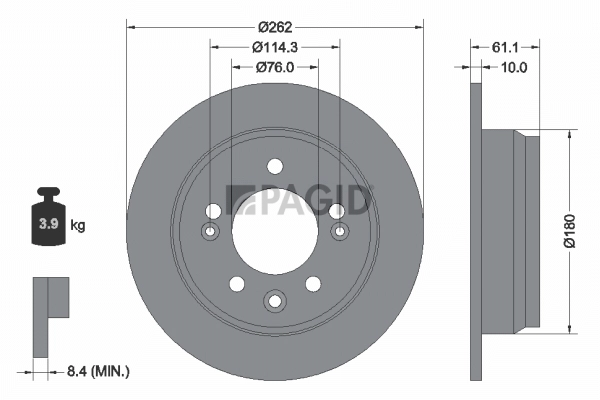 PAGID féktárcsa - 54617NC - TothCarparts