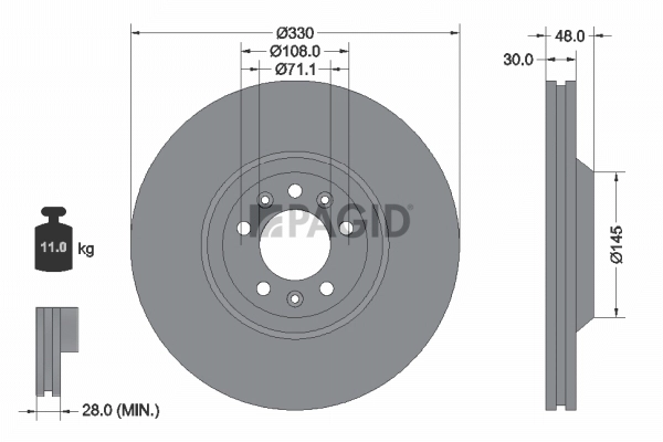PAGID féktárcsa - 54295NC - TothCarparts