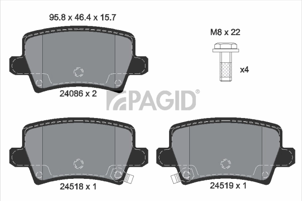 PAGID fékbetétkészlet, tárcsafék - T1569N - TothCarparts