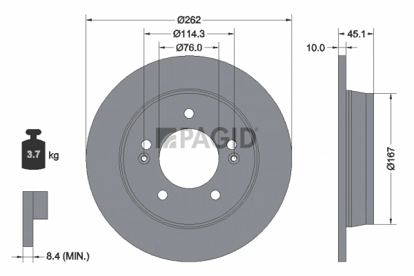 PAGID féktárcsa - 55400NC - TothCarparts