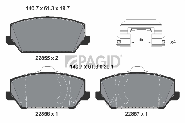 PAGID fékbetétkészlet, tárcsafék - T2768N - TothCarparts