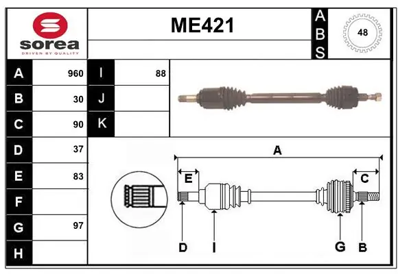 SERA hajtótengely - ME421 - TothCarparts