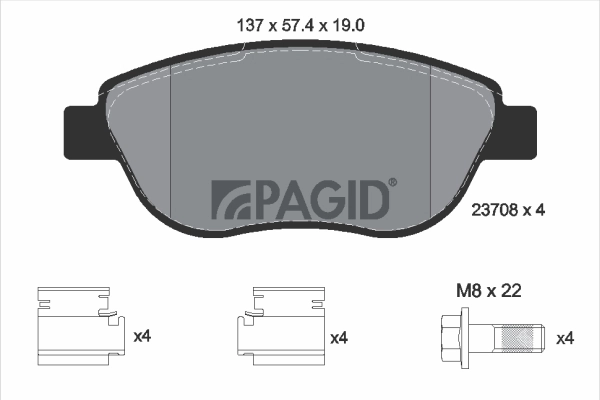PAGID fékbetétkészlet, tárcsafék - T1449N - TothCarparts
