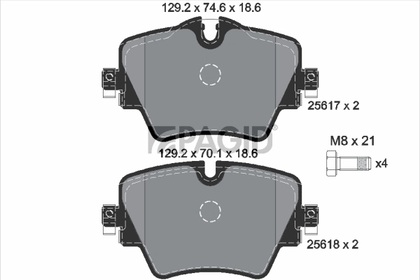 PAGID fékbetétkészlet, tárcsafék - T2434N - TothCarparts