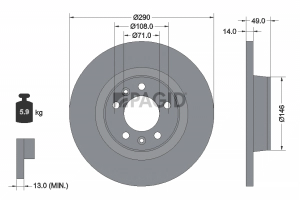 PAGID féktárcsa - 54571N - TothCarparts