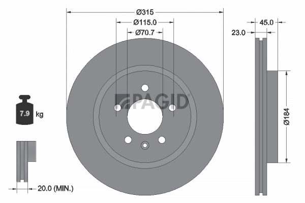 PAGID féktárcsa - 55398NC - TothCarparts