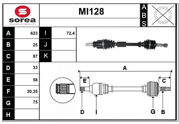 SERA hajtótengely - MI128 - TothCarparts