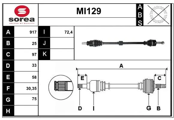 SERA hajtótengely - MI129 - TothCarparts