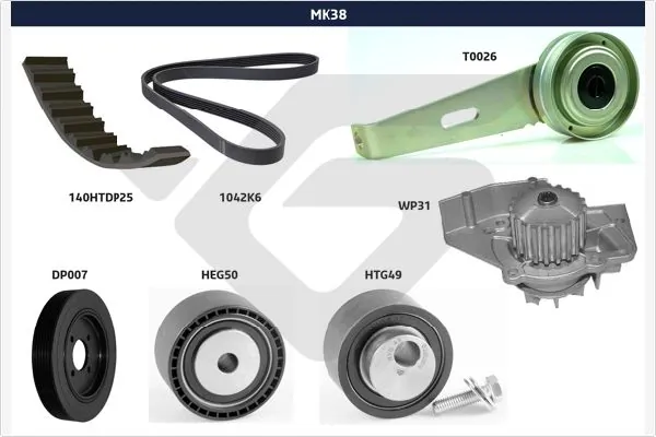 HUTCHINSON hosszbordás szíj készlet - MK38 - TothCarparts