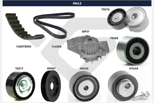 HUTCHINSON hosszbordás szíj készlet - MK43 - TothCarparts
