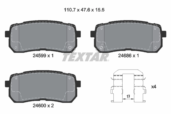 TEXTAR fékbetétkészlet, tárcsafék - 2459901SC - TothCarparts