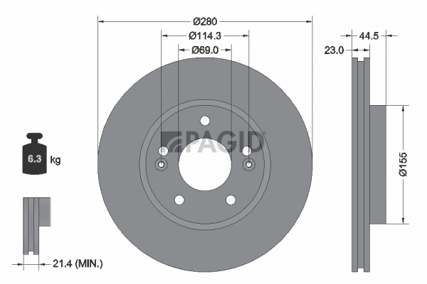 PAGID féktárcsa - 55431NC - TothCarparts