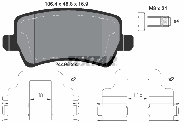 TEXTAR fékbetétkészlet, tárcsafék - 2449602CP - TothCarparts