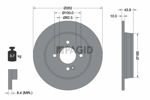 PAGID féktárcsa - 55422NC - TothCarparts