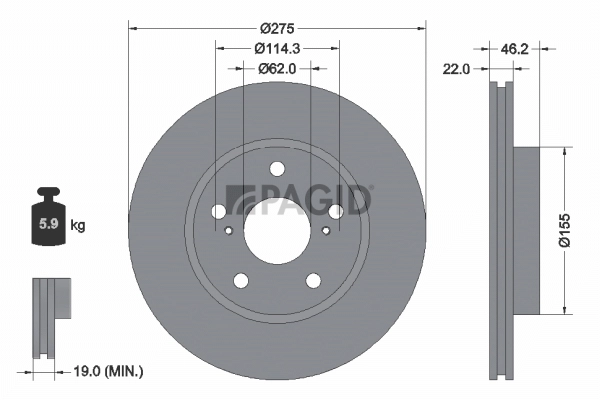 PAGID féktárcsa - 54638NC - TothCarparts