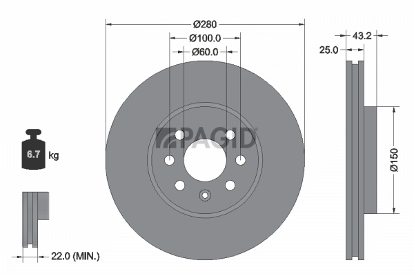 PAGID féktárcsa - 54293NC - TothCarparts