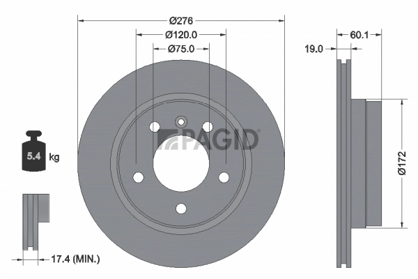 PAGID féktárcsa - 50436NC - TothCarparts