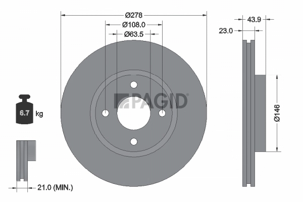 PAGID féktárcsa - 55524NC - TothCarparts