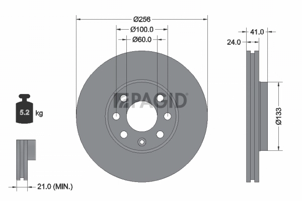 PAGID féktárcsa - 52430NC - TothCarparts
