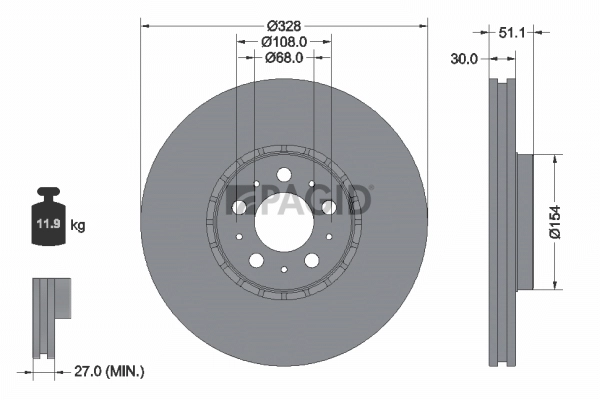 PAGID féktárcsa - 55841NHC - TothCarparts