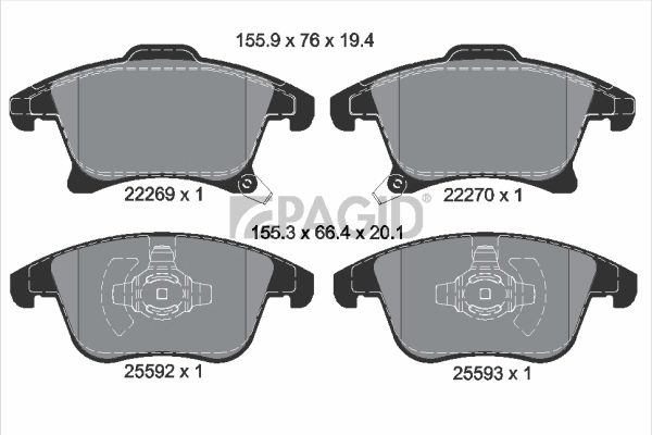 PAGID fékbetétkészlet, tárcsafék - T2501N - TothCarparts