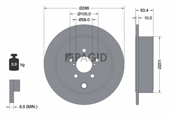 PAGID féktárcsa - 55000N - TothCarparts