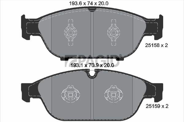 PAGID fékbetétkészlet, tárcsafék - T2093N - TothCarparts