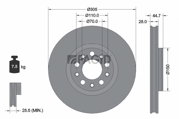 PAGID féktárcsa - 56263NHC - TothCarparts