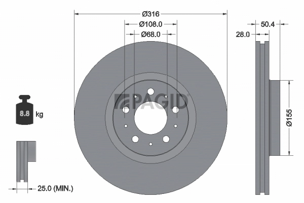 PAGID féktárcsa - 54266NC - TothCarparts