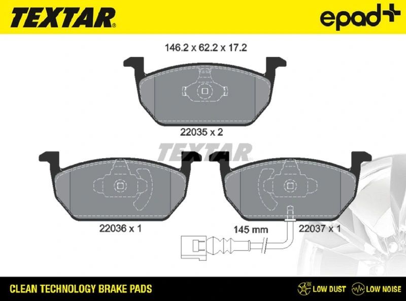 TEXTAR fékbetétkészlet, tárcsafék - 2203501CP - TothCarparts