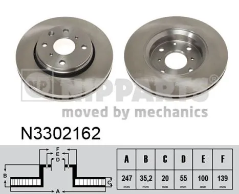 NIPPARTS féktárcsa - N3302162 - TothCarparts