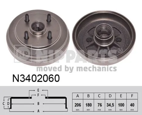 NIPPARTS fékdob - N3402060 - TothCarparts