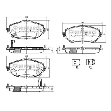 NIPPARTS fékbetétkészlet, tárcsafék - N3602150 - TothCarparts