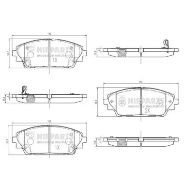 NIPPARTS fékbetétkészlet, tárcsafék - N3603076 - TothCarparts