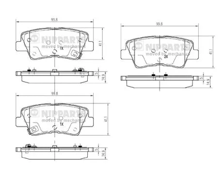 NIPPARTS fékbetétkészlet, tárcsafék - N3610314 - TothCarparts