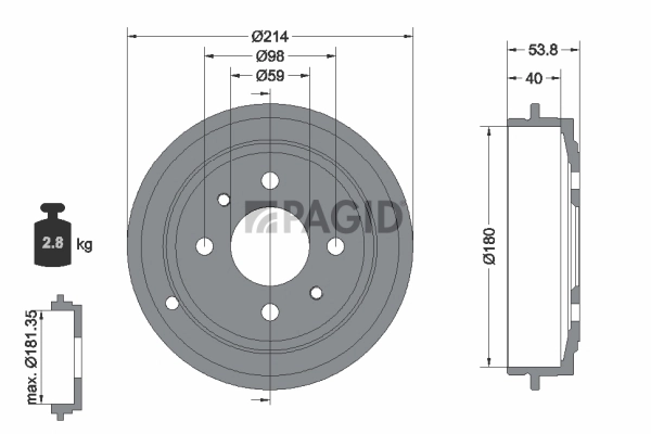PAGID fékdob - 60905N - TothCarparts