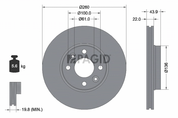 PAGID féktárcsa - 54192NC - TothCarparts
