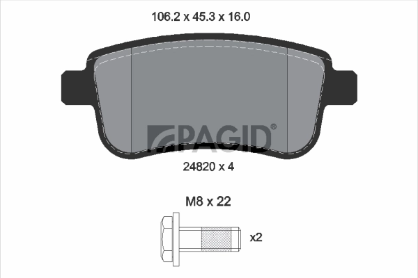 PAGID fékbetétkészlet, tárcsafék - T1850N - TothCarparts