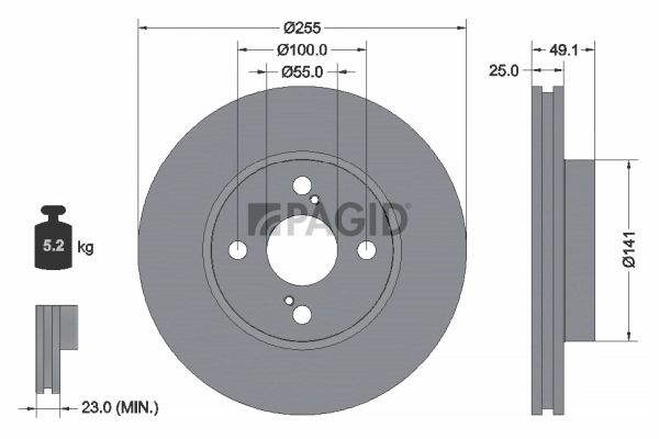 PAGID féktárcsa - 54259NC - TothCarparts