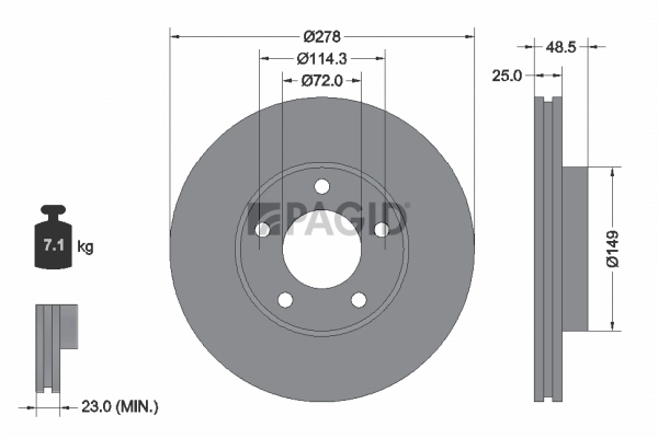 PAGID féktárcsa - 54303NC - TothCarparts