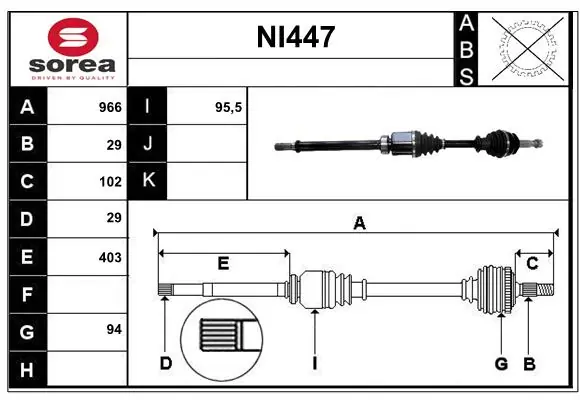 SERA hajtótengely - NI447 - TothCarparts