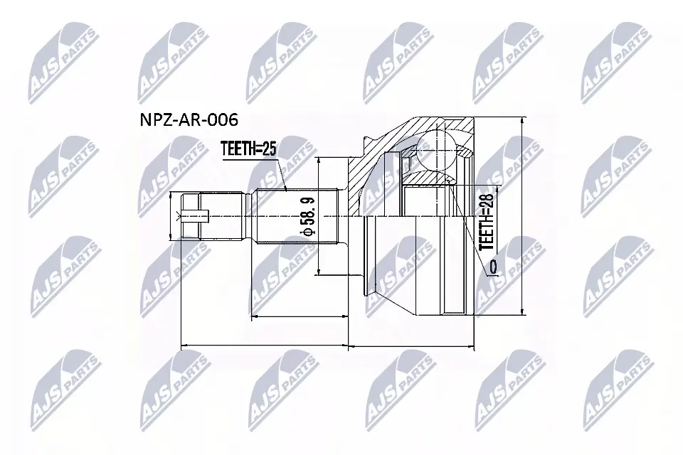 NTY csuklókészlet, hajtótengely - NPZ-AR-006 - TothCarparts