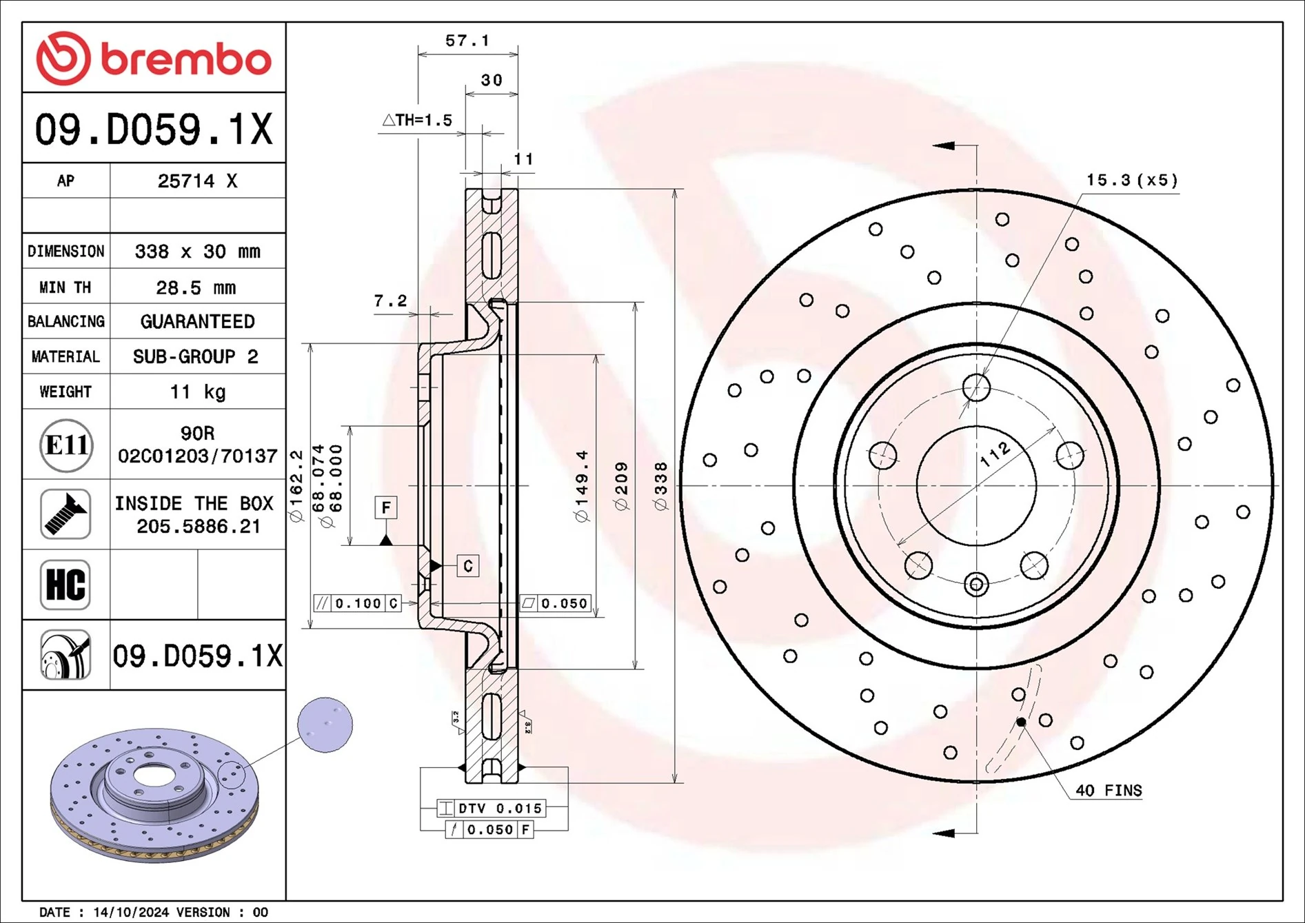 BREMBO féktárcsa - 09.D059.1X - TothCarparts